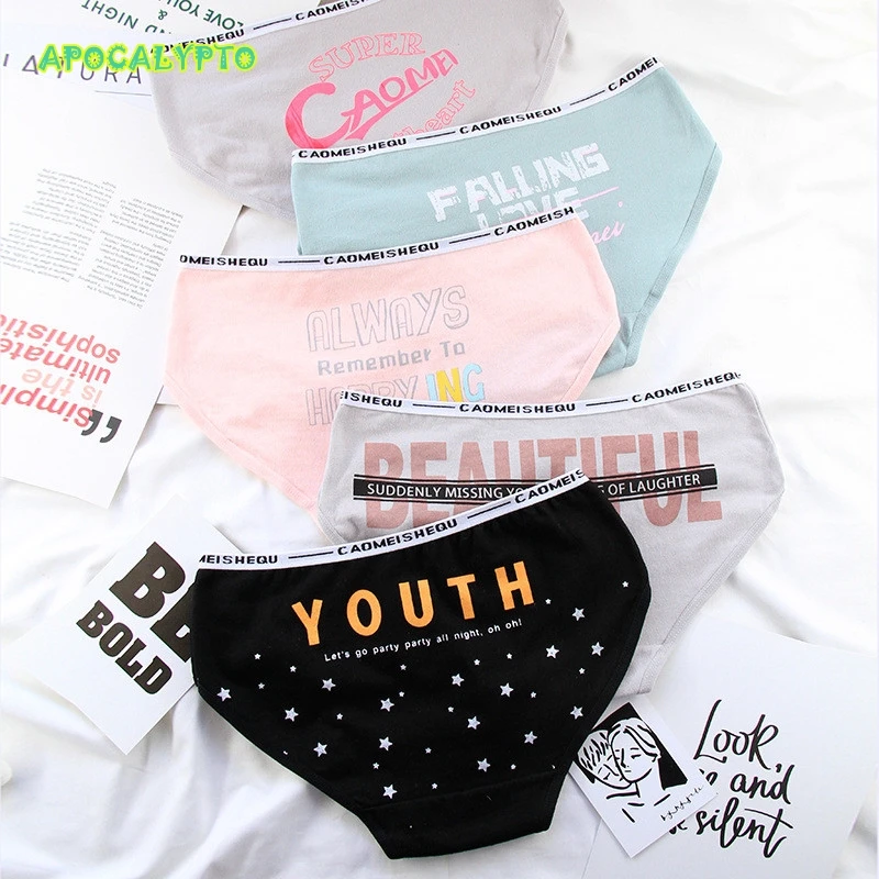 Ins стильные модные женские хлопковые трусики с буквенным принтом мягкое нижнее