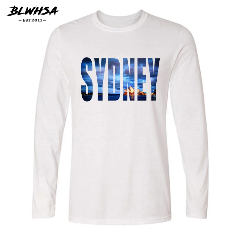 Мужская хлопковая футболка с длинным рукавом принтом и принтом|t shirts for men|brand t