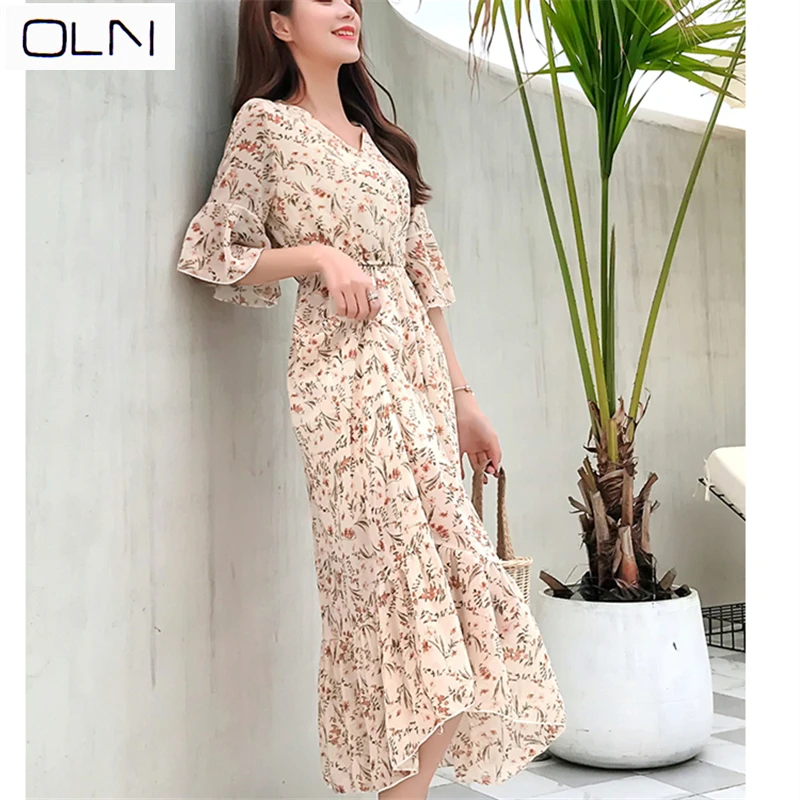 Платье OLN Новое корейское Vestidos поступление Высокое качество Ретро нежный ветер