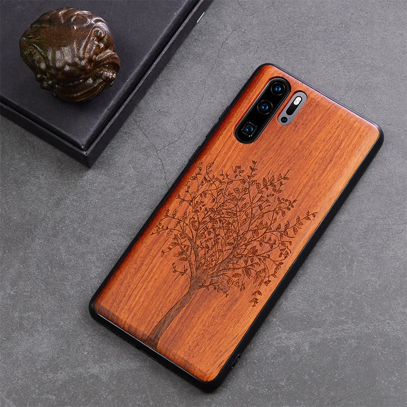 Чехол для телефона с резной розой Huawei P30 Pro Деревянный Цветочный чехол P30|Бамперы| |