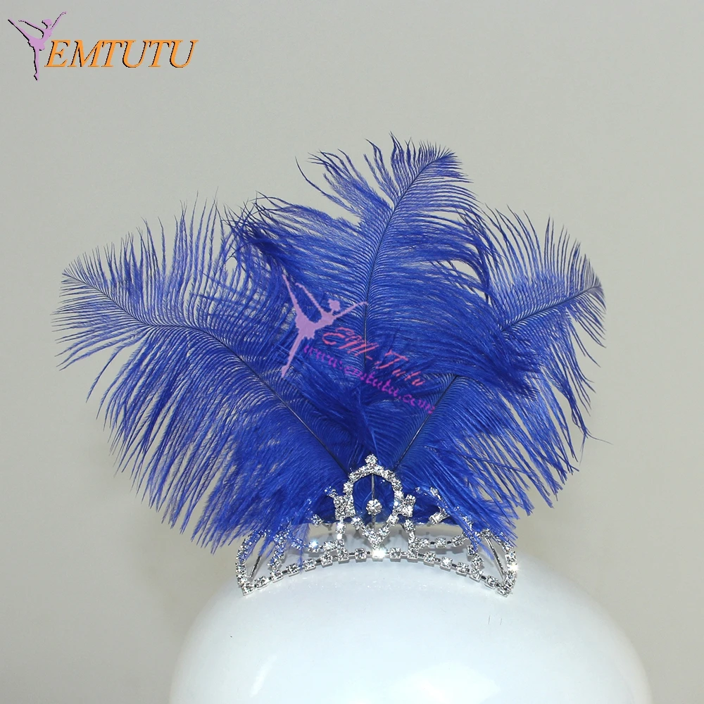 Балетный головной убор с синими птицами и перьями ручной работы аксессуар для