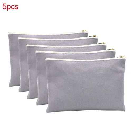 LGC253 5PCS Oivefeet, объемом 16 унций однотонная из хлопка, парусины косметичка для путешествий для макияжа золотая молния сумка, 8 видов цветов - Цвет: LGC253 5PCS