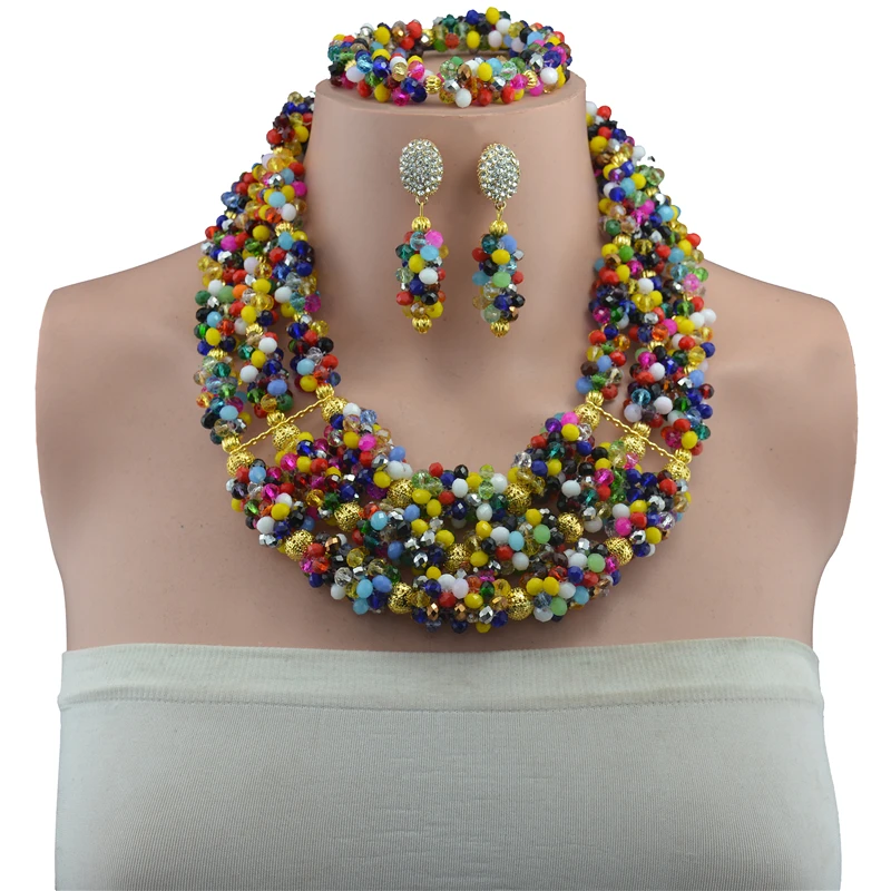 Модные африканские бусины ювелирные наборы Детские Желтые и черные хрустальные