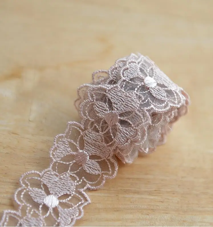 New Selling Skin Pink Lace Ribbon 5 Meters DIY Embroidered Net Trim Fabric For Sewing Wedding Decoration 3.5cm | Дом и сад