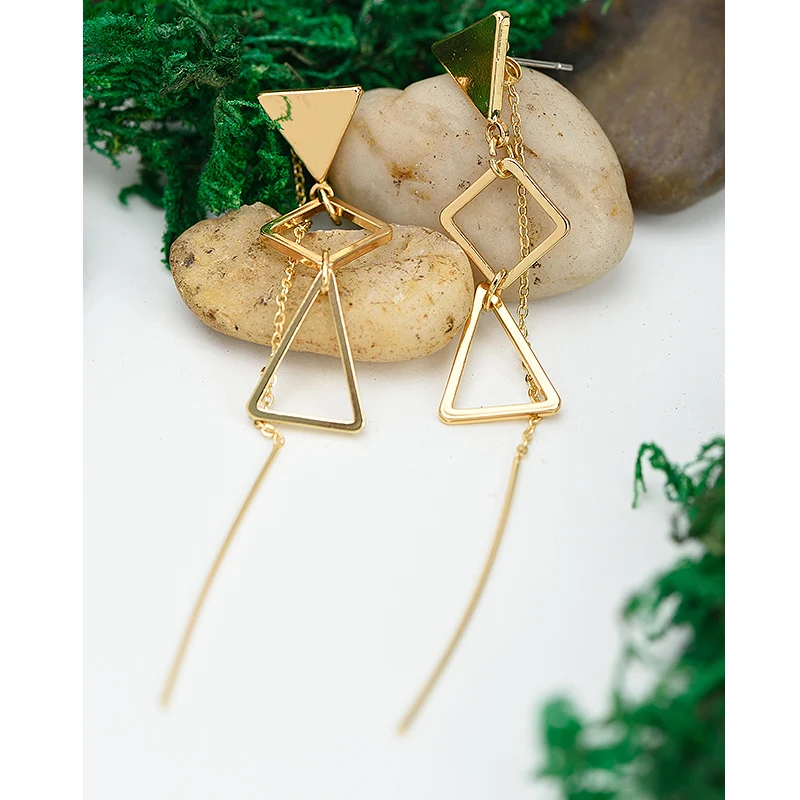 Женские Треугольные Серьги-гвоздики из цинкового сплава длинные серьги-гвоздики