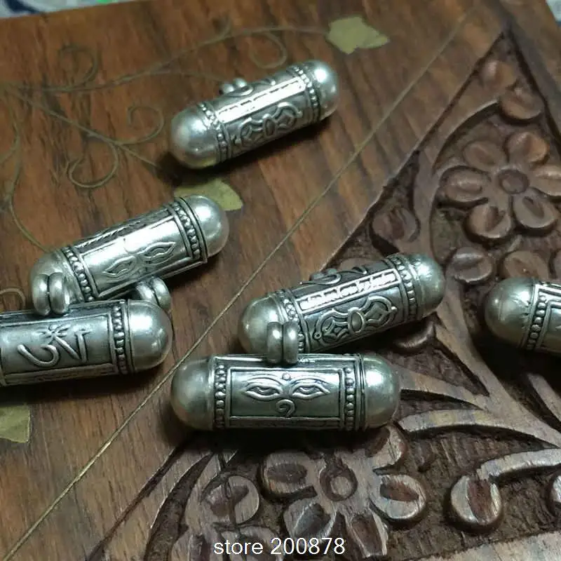 T9040 тибетская искусственная Серебряная молитвенная коробка Подвески тибетский
