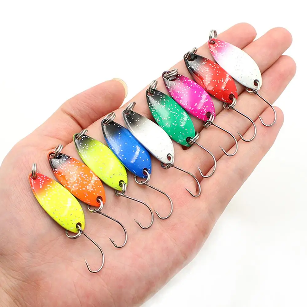 12Pcs Trout Spinners Fishing Bait Spoons Metal Lures Kit Fling Multiple Fishing Spinners Artificial Baits Set with Box