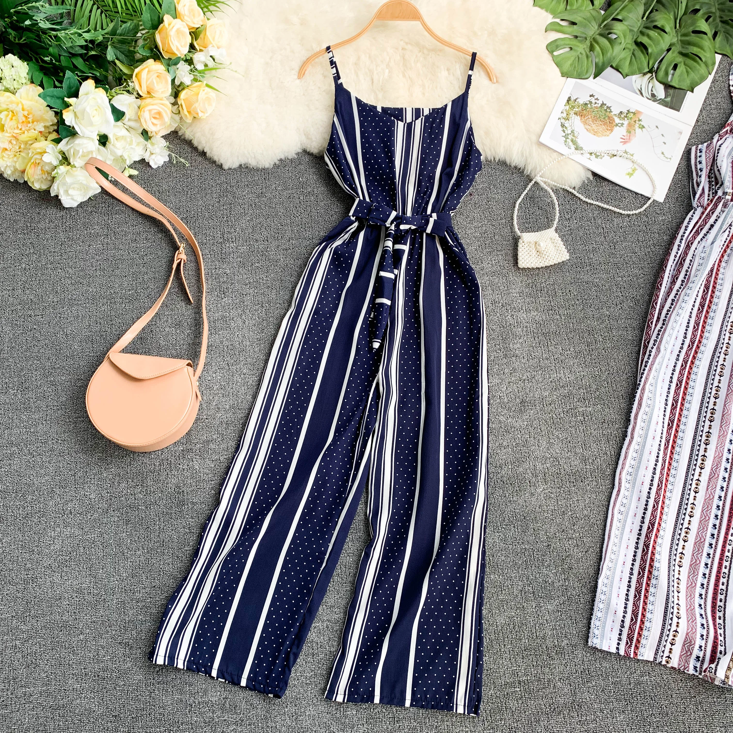 Женский праздничный комбинезон ALPHALMODA в стиле ретро с принтом поясом на резинке