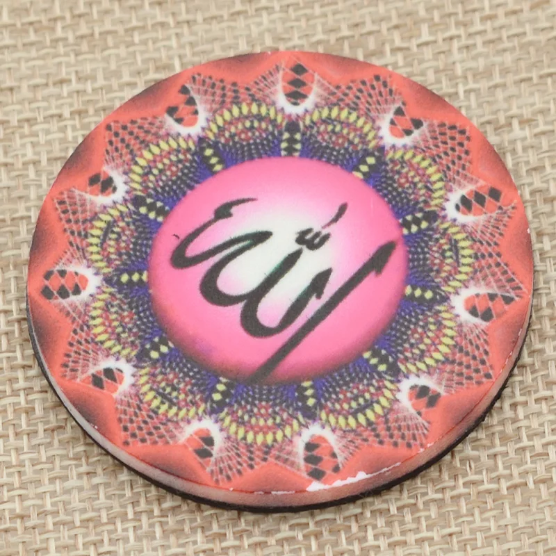 Greeting Printed Round Refrigerator Magnetic Sticker For Home Kitchen Decoration Supplies Colorful Islam The Koran Fridge Magnet