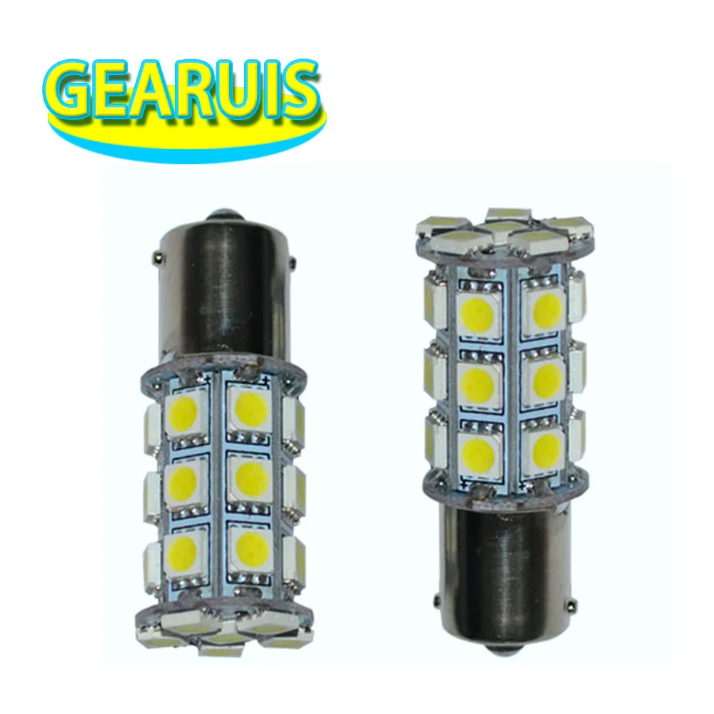 100X S25 1156 BA15S 27 SMD 5050 LED 27SMD 27LED Автомобильный указатель поворота Свет двери