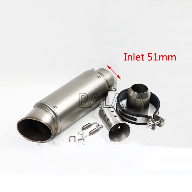 51mm Stainless steel 51 мм 60 мм Мотоцикл Универсальный выхлоп с дБ убийца выхлопа из нержавеющей стали/углеродного волокна для SC выхлопной трубы помощь скорости - Цвет: 51mm Stainless steel