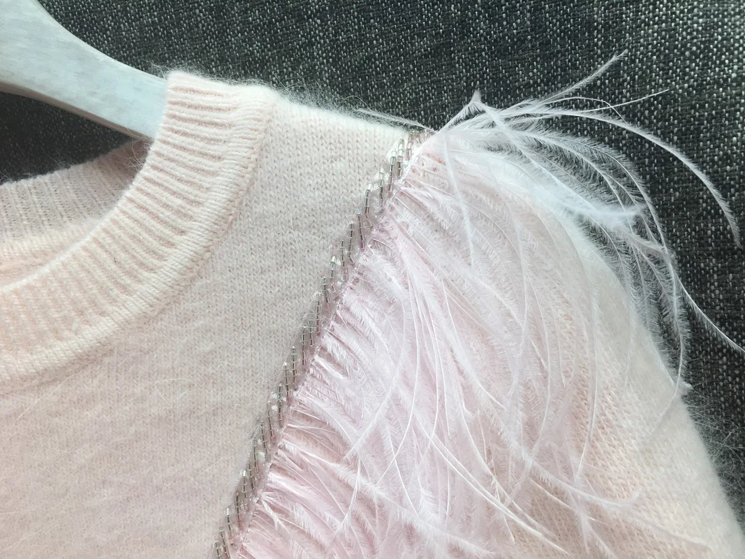 2018 Top Cashmere Fur Computer Knitted Full New Women's Sweater Ostrich Feather Water Mink Pullover Woman Winter Clothes Women | Женская