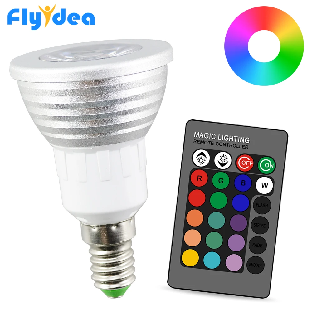 110 В 220 rgb 5 Вт 24key цветная лампа LED прожектор E14 16 цветов Волшебная Праздничная