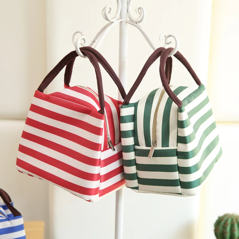 Полосатый Ланч бокс XZP для женщин детей мужчин изолированная сумка тоут