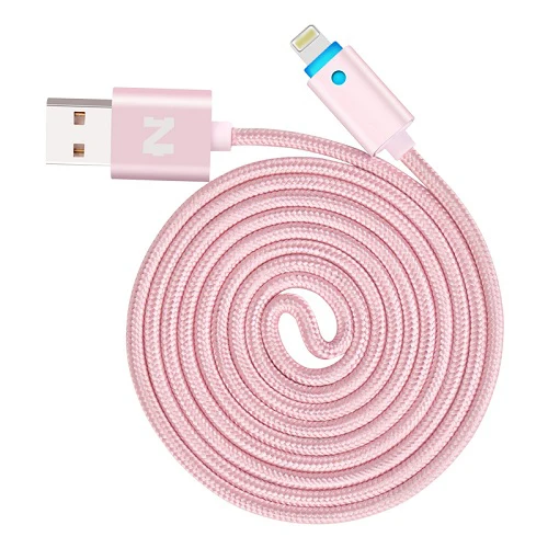 NOHON 150 см светодиодный умный USB кабель для iPhone X 8 5S 6 Plus 6S ipad 4 mini Air IOS 6 7 8 9 10 11 алюминиевый сплав кабель для зарядки и передачи данных - Цвет: Pink