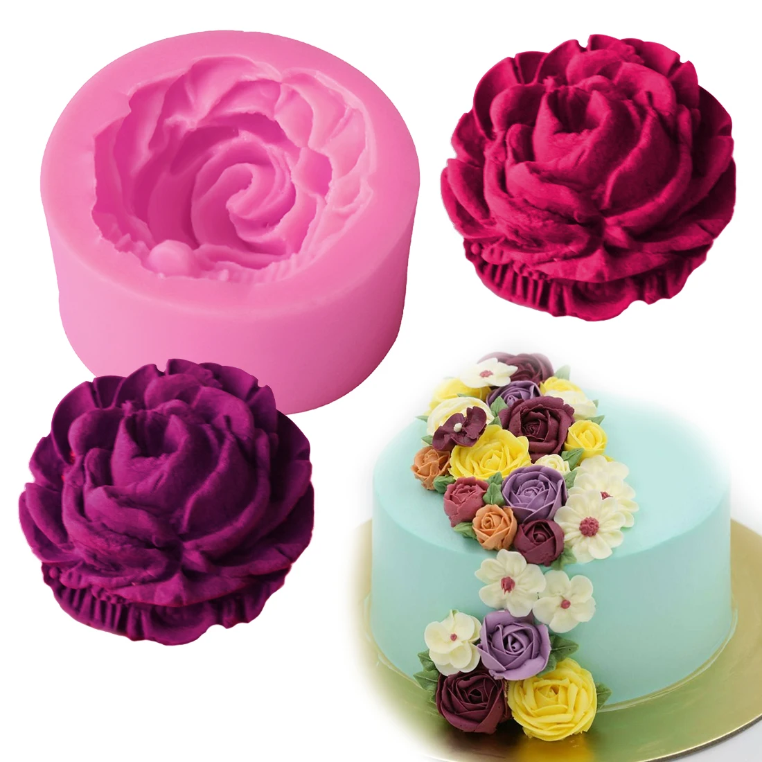 Fondant(сахарная) пресс-формы 1 шт. силиконовая форма для выпечки в форме цветка розы шоколад мыло формы торт Трафареты кухня Выпечка DIY аксессуары