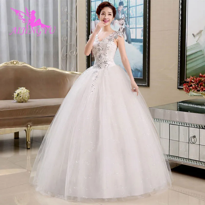 AIJINGYU 2021 V-neck Customized new hot selling cheap ball gown lace up back formal bride dresses wedding dress WU239 | Свадьбы и