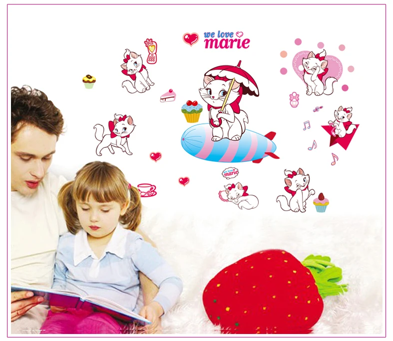 Милые наклейки Marie Cat We Love с рисунками для девочек животными на стену Декорации