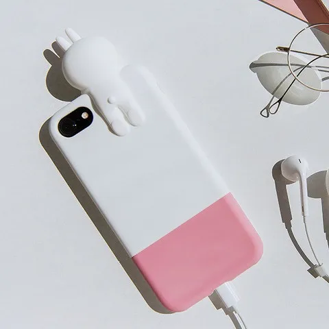 B 3D корейский Медведь Кролик Кукла силиконовый чехол для телефона для iPhone11Pro XR 8PLUS 6s 7plus XSMAX Антидетонационная мягкая задняя крышка защитная оболочка - Цвет: B