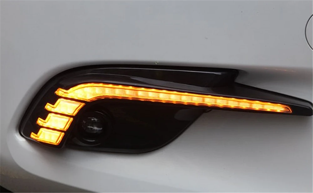 1 пара DRL для Mazda 3 мазда3 Axela дневные ходовые огни Противотуманные фары крышка фары 12 в дневной свет с поворотным сигналом