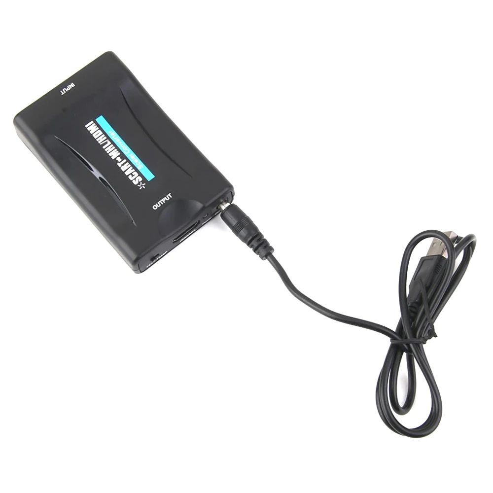 AAAE Топ SCART К HDMI 720p 1080p 60 Гц HD видео конвертер коробка + USB кабель черный |