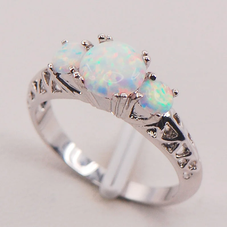 White Fire Opal Australia 925 Sterling Silver Woman Jewelry Ring Size 6 7 8 9 10 11 F573 | Украшения и аксессуары