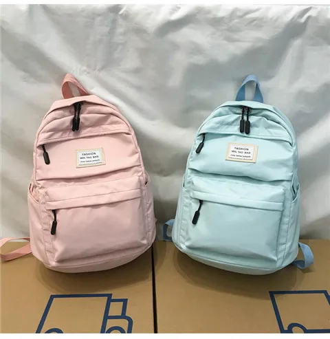 Нейлоновый женский рюкзак, Одноцветный рюкзак Mochilas, женская сумка на плечо для девочки-подростка, школьная сумка, рюкзак