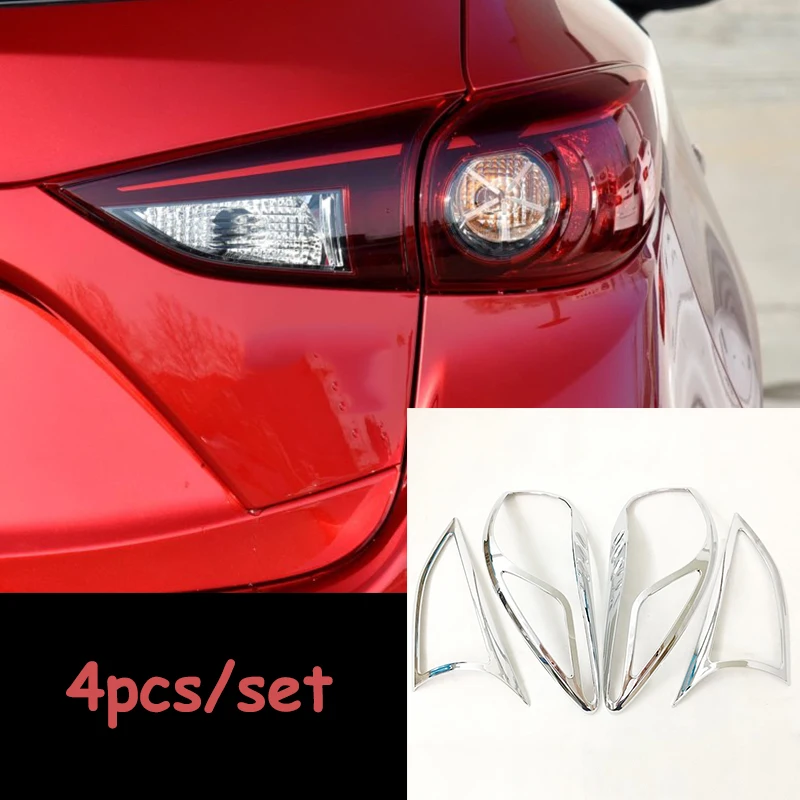 

For Mazda Axela 2017 ABS Chrome Accessories Rear Tail Lights Lamp Covers Frame Trim Car Quality Styling Sequins