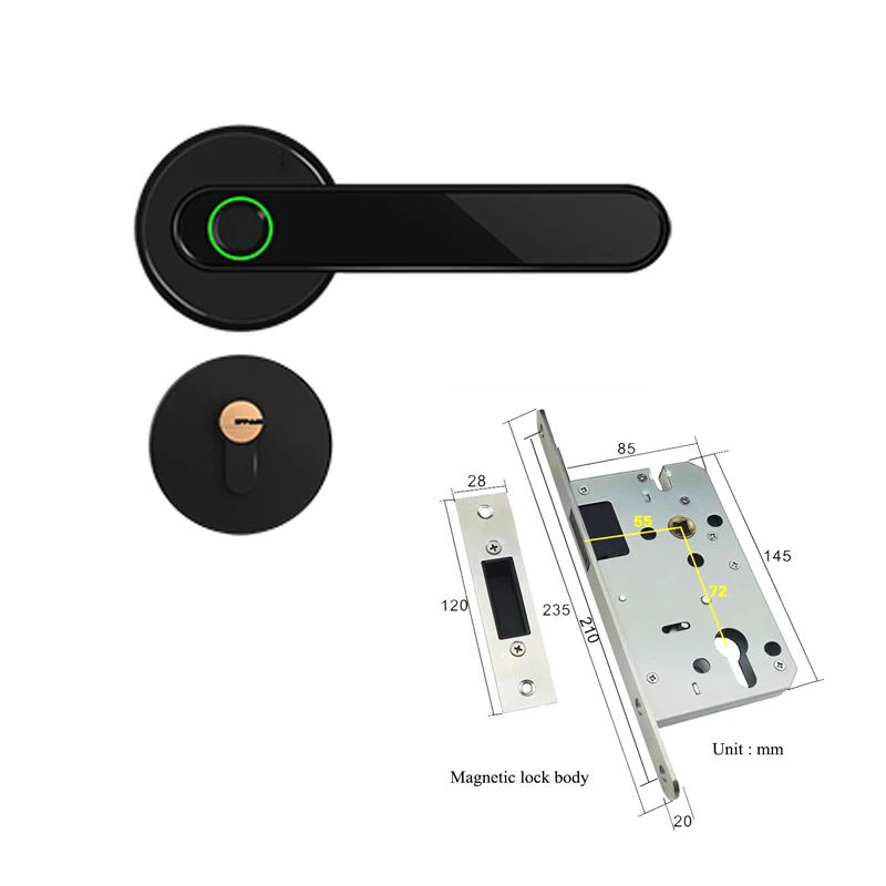 Black type A Цинковый сплав Bluetooth APP дистанционное управление отпечатков пальцев замок Электрический дверной замок с аварийным механическим ключом - Цвет: Black type A