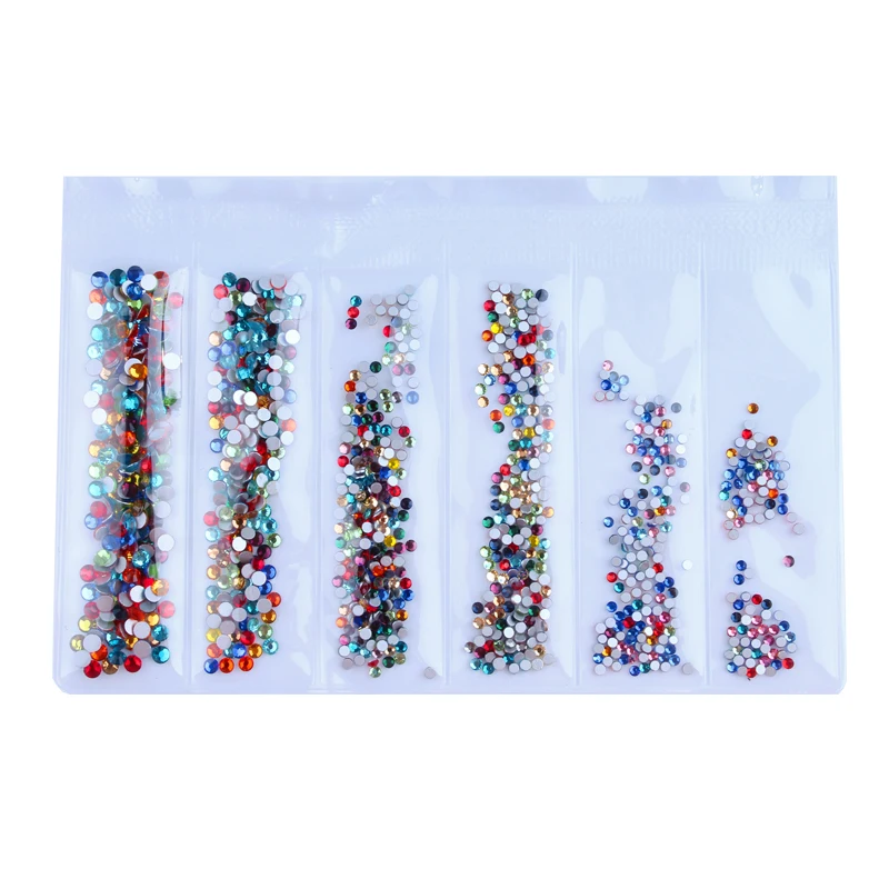 Набор Стразы для ногтей круглые плоские разные размеры 31 стиль 1440 шт. | Красота и