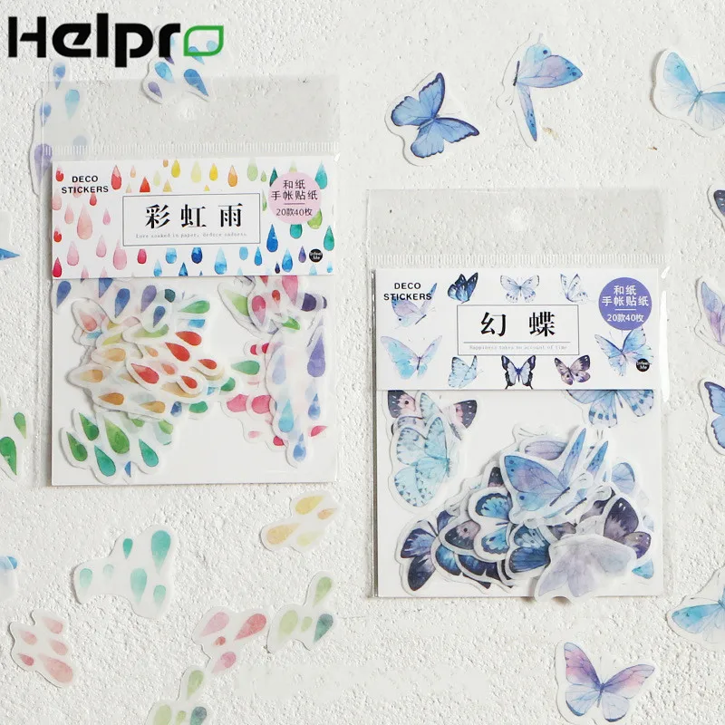 Helpro 40 шт./кор. мультфильм Стикеры s Радуга дождь серии декоративные Скрапбукинг