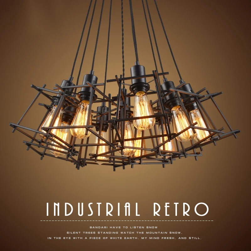 American Loft Vintage pendant light Personality Wrought Iron lights Edison nordic lamp industrial cage lamp lighting fixtures