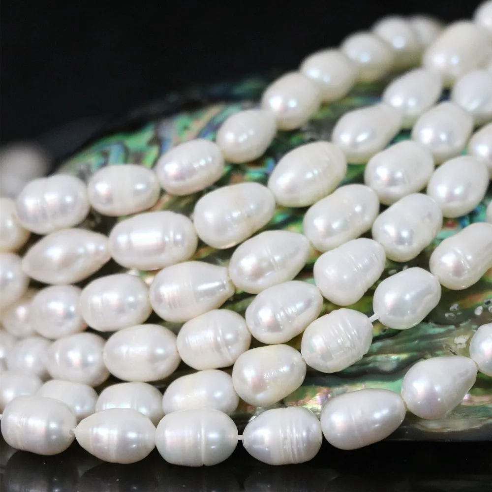 

High quality white natural freshwater cultured pearl 7-8mm rice spacer beauty women jewelry making loose beads 15inch B1344