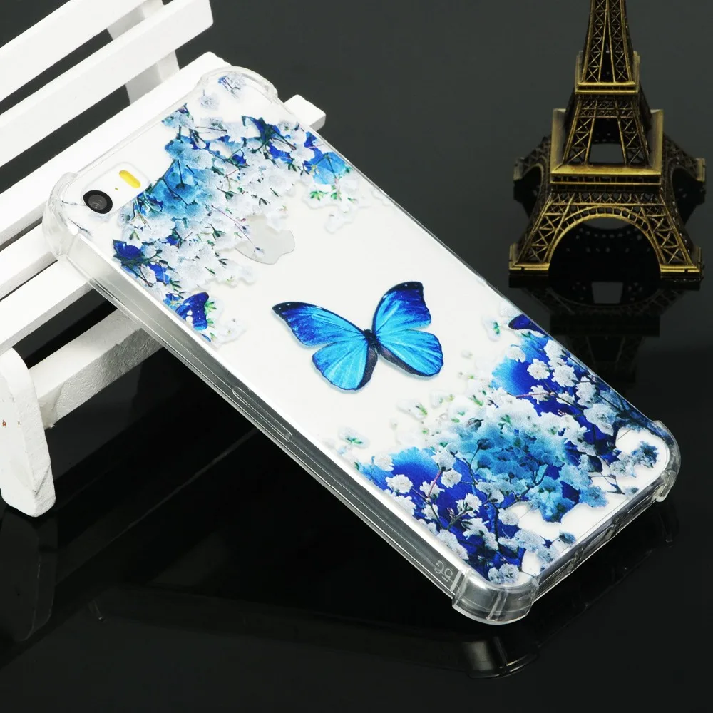 Чехол с животным цветочным узором чехол для iPhone 5 5S SE 6 6s plus Мягкий защитный из ТПУ 7