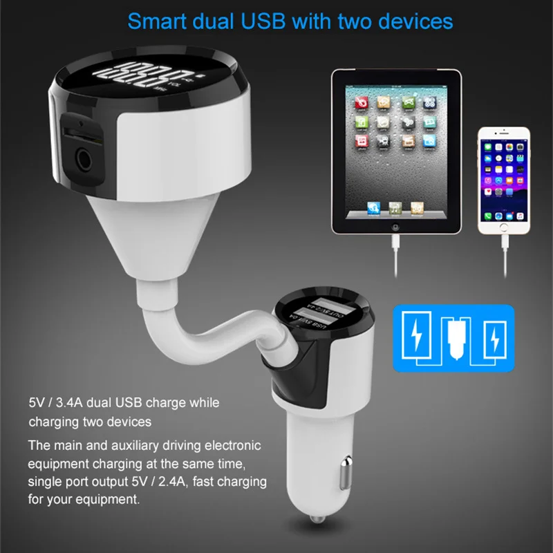 Автомобильный FM передатчик Bluetooth Aux автомобильный комплект громкой связи 4 2