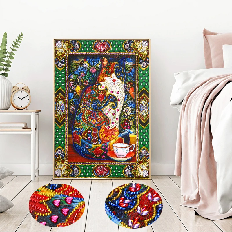 Nabi, алмазная картина особой формы, кот, животное, сделай сам, алмазная вышивка, домашний декор, частичная круглая дрель, Алмазная мозаика 40x50 см