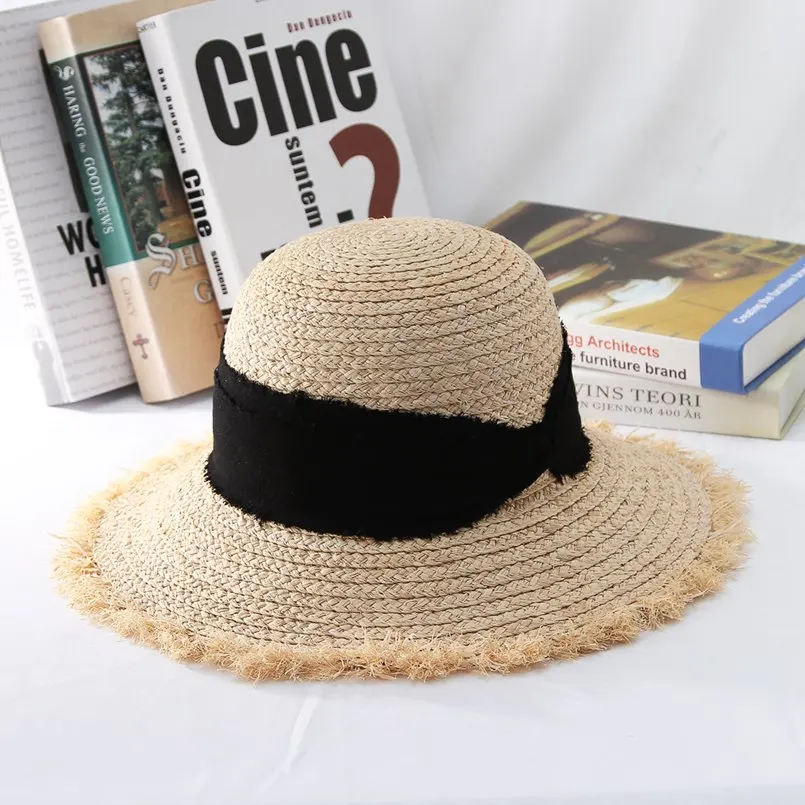 GEMVIE летние широкие поля из соломы шапка для Для женщин плетеная солома купол