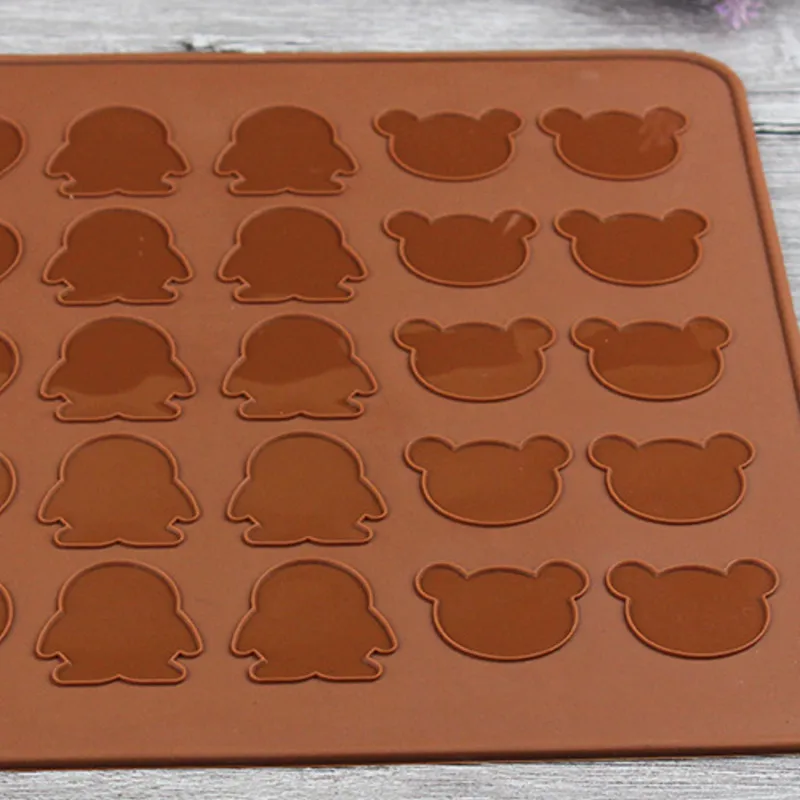 

1PC New Macaron Silicone Baking Mat Pads Round Bear Heart Flower Penguin DIY Macaron Moulds Tools Oven Baking Molds LIXYMO