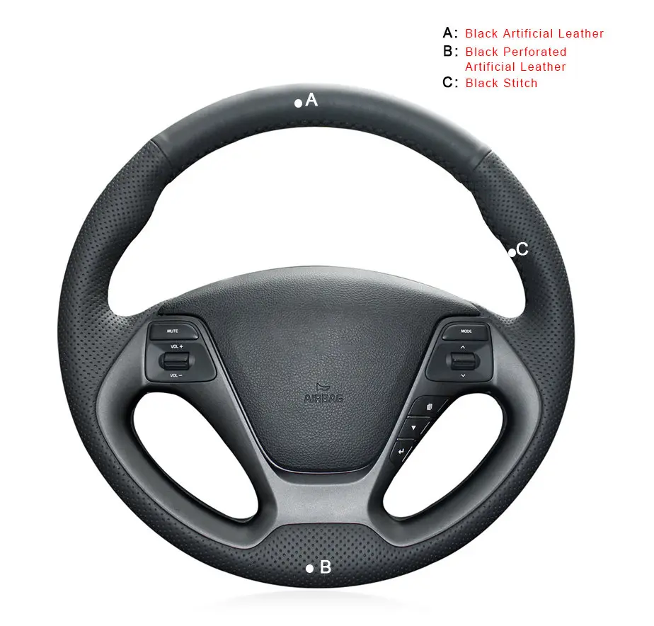 Artificial Leather Автомобильная оплетка на руль для Kia K3 2013 K2 Rio Ceed Cee 'd 2012- Forte Koup Forte5- авто - Название цвета: Artificial Leather