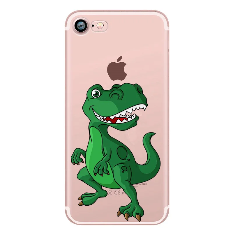Cases For iPhone 7 Cute Cartoon Dinosaur Elephant Capa Silicone Case Back Cover Panda Fly Horse X 8 plus 6 6s 5 5s se |