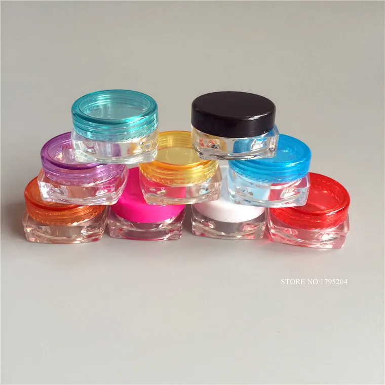 50pcs/lot 3 g Cream Jar Cosmetic Container, Plastic bottle, Makeup Sample Jar, Cosmetic Packaging Bottle