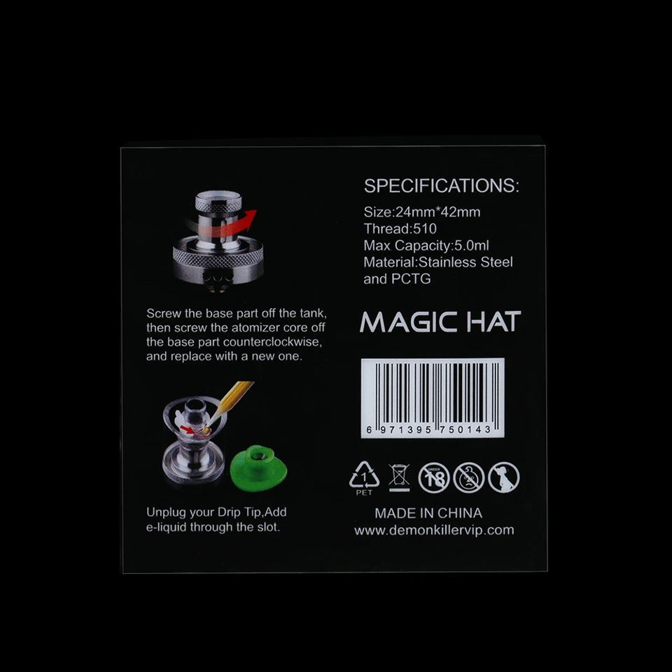 Оригинальная электронная сигарета Demon Killer бак Magic Hat атомайзер сетчатая катушка 5 0