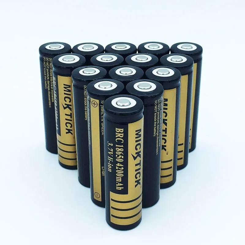 16 шт. 3,7 V 18650 4200 мА/ч, Батарея литий ионная батарея Перезаряжаемые большой Ёмкость батареи фонарик красный светодиодный