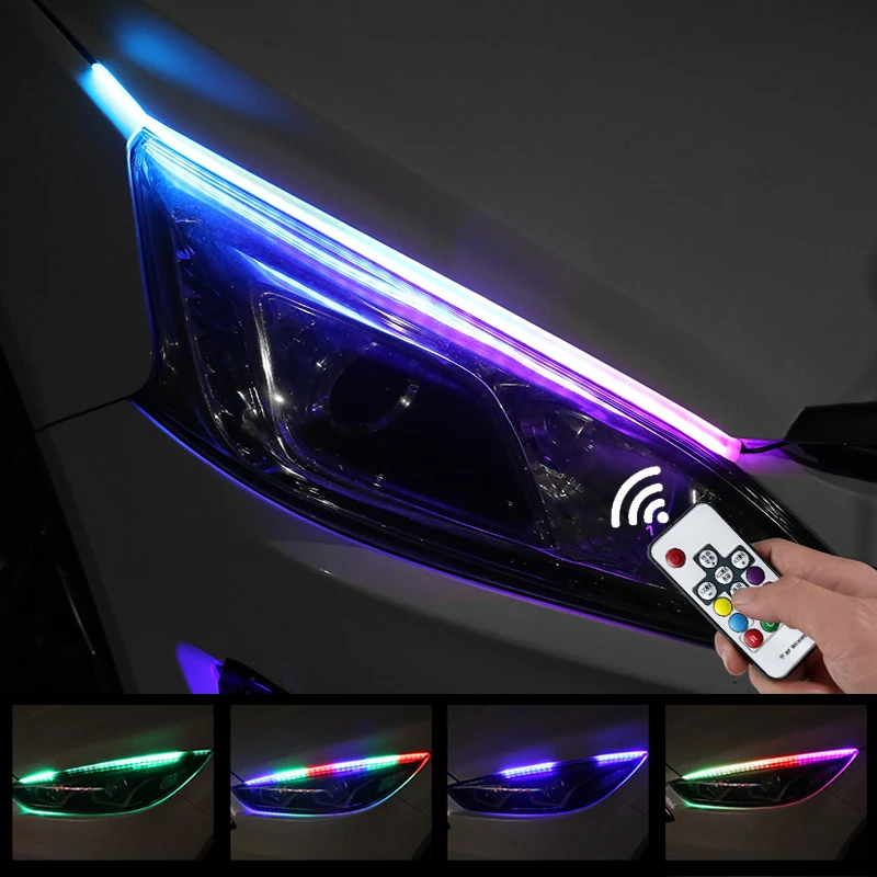 Дневные ходовые светильник ни RGB 2 шт. многоцветные светодиодные ленты DRL