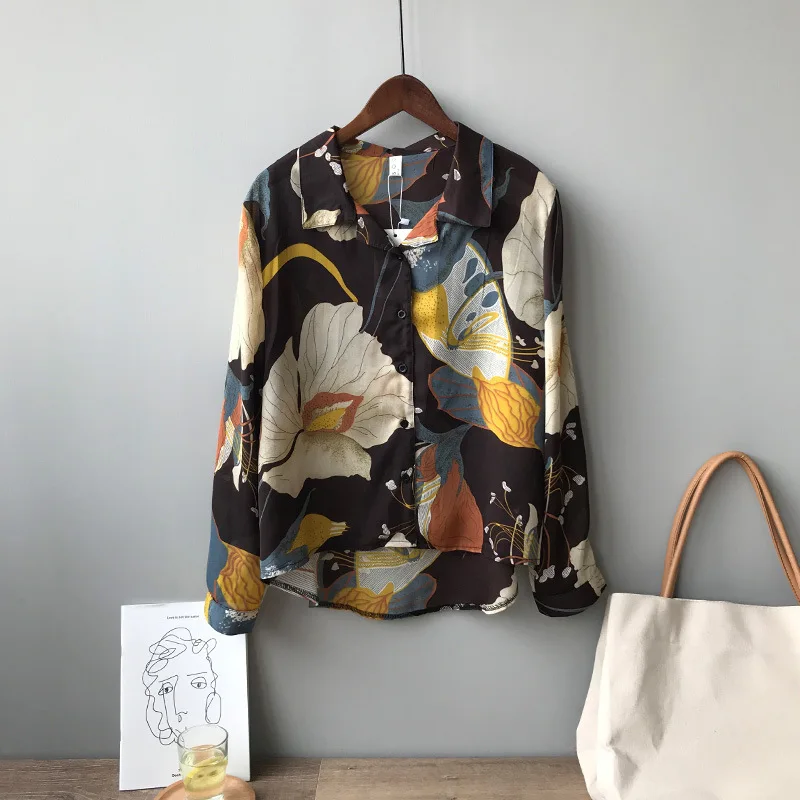 Для женщин блузки 2019 Лето с длинным рукавом отложным воротником офисная