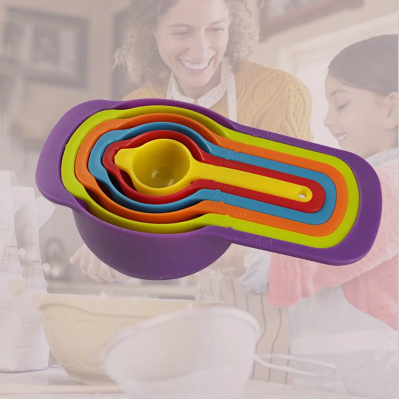 10 шт. радуга цвет мерные чашки и мерная ложка пластик кухня инструменты набор для