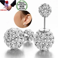 omhxzj wholesale fashion jewelry not allergic the starry sky two drill ball aaa zircon 925 sterling silver stud earrings ys25