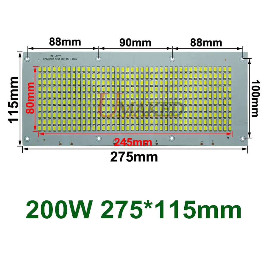 1 шт. Полный мощный светодиодный прожектор PCB 10 Вт 20 Вт 30 Вт 50 Вт 70 Вт 100 Вт 150 Вт 200 Вт SMD5730 СВЕТОДИОДНЫЙ печатной платы, алюминиевая пластина для Светодиодный прожектор - Испускаемый цвет: 200W 275x115mm