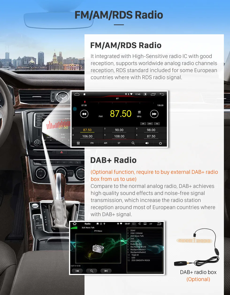 Seicane 5 дюймов HD Android 8,1 One Din HD сенсорный экран стерео с gps функцией для 2001-2007 Chrysler 300 м PT Cruiser Sebring