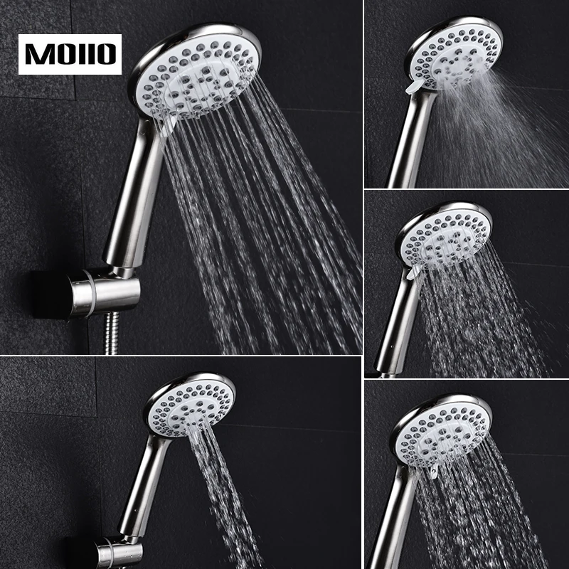 

MOIIO Modern handheld shower head New Design Bathroom Rain shower head Brushed Nickel Shower 5 Functions bathroom accessories